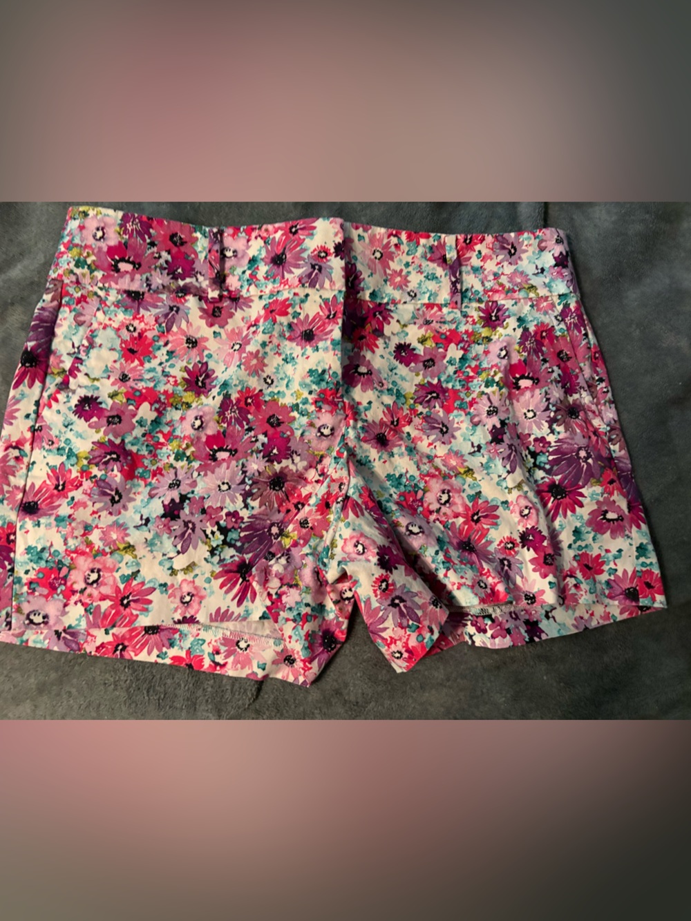Ann Taylor Floral Print Shorts in Pink & Purple